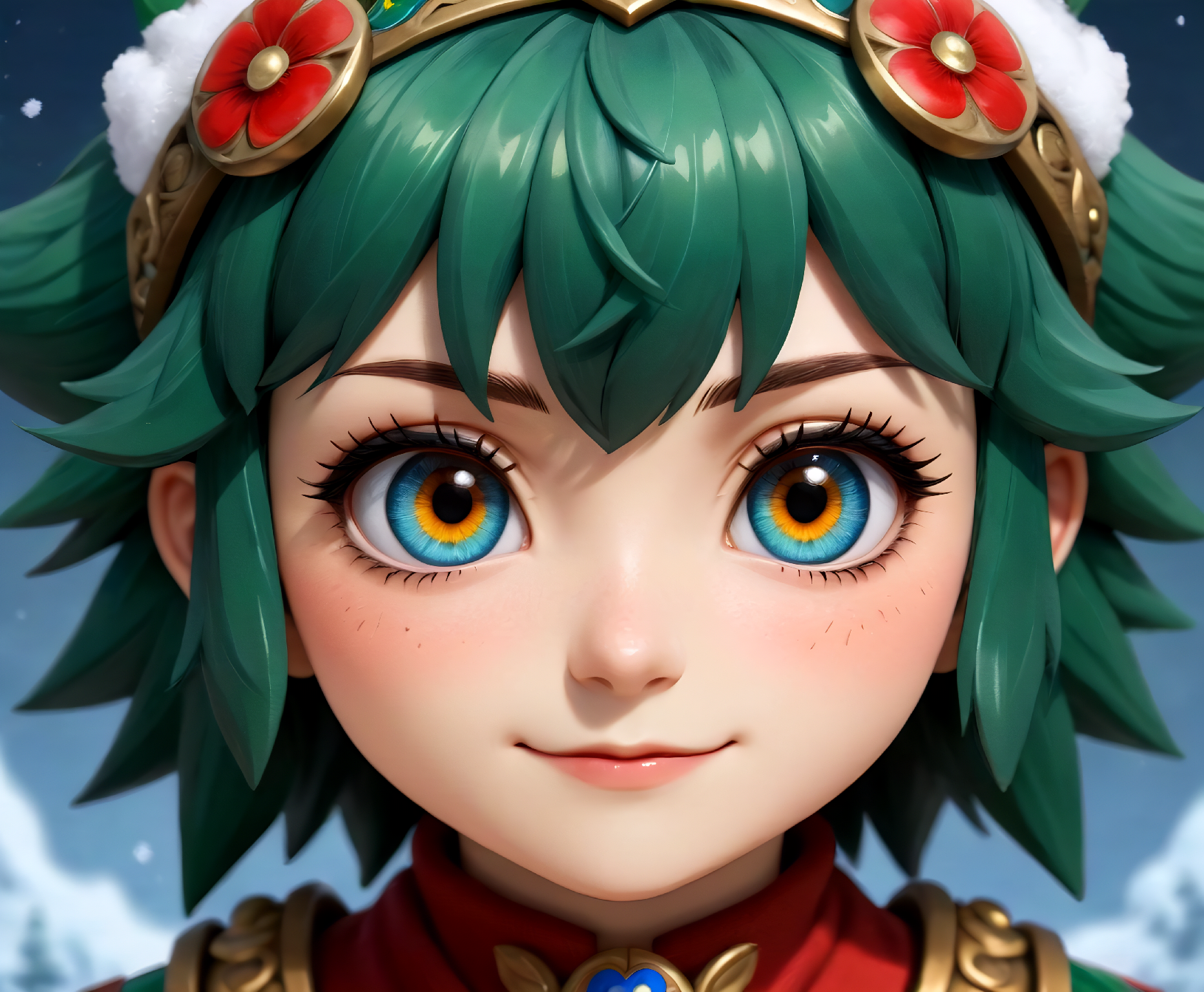(deku \(tloz\):1.16), (gwenda morgan \(artist\) inspired artwork:1.19), (cloisonne composition:1.14), happy valentine, winter atmosphere, made of clay, symmetric eyes