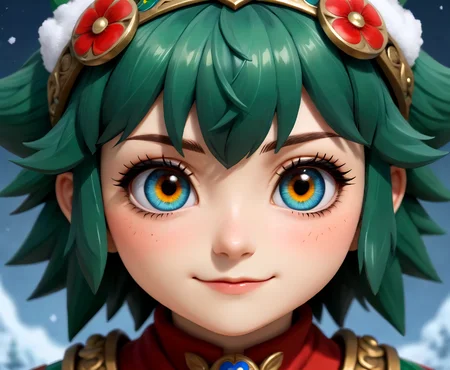 (deku \(tloz\):1.16), (gwenda morgan \(artist\) inspired artwork:1.19), (cloisonne composition:1.14), happy valentine, winter atmosphere, made of clay, symmetric eyes