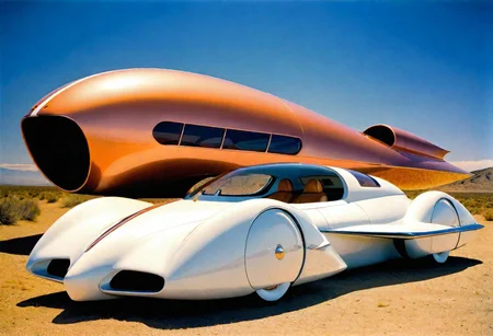 <lora:style-syd_mead-xl:0.3> mobius, a concept car US Steel, retrofuturism, scifi ,california art deco , leica f1.4 summilux , velvia 200 film , 1982