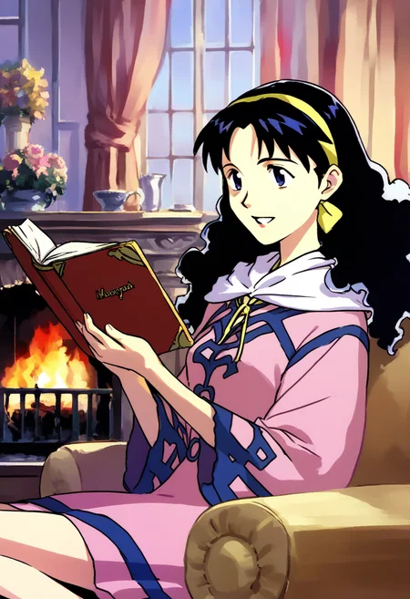 score_9, score_8_up, score_7_up, source_anime,
mia_ausa, dress, hairband, standing, smile, parted lips, sitting, fireplace background, reading book, <lora:mia_ausa:1>
