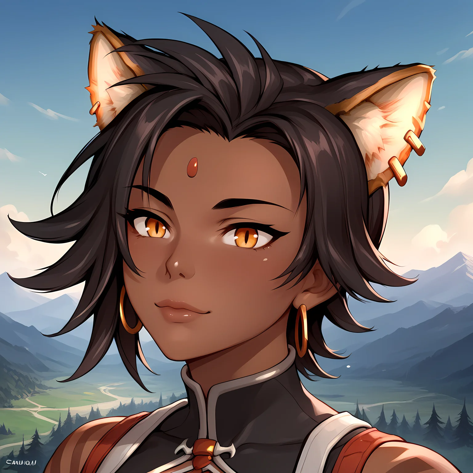 score_9,score_8_up,score_7_up,score_6_up,source_anime,rating_questionable, <lora:Sienna_Khan_-_RWBY:0.8>siennakhan_rwby, dark-skinned female, animal ears, close up, face, island, zPDXL2,