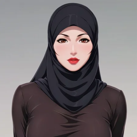 anime artwork of <lora:anime manga girl style:1.2>
a hot woman wearing a black hijab and a perfect lips anime manga girl style, anime style, key visual, vibrant, studio anime, highly detailed