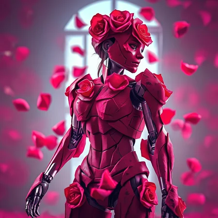 rosifex cyborg girl made of rose, cinematic, professional photo<lora:rosifex :1>