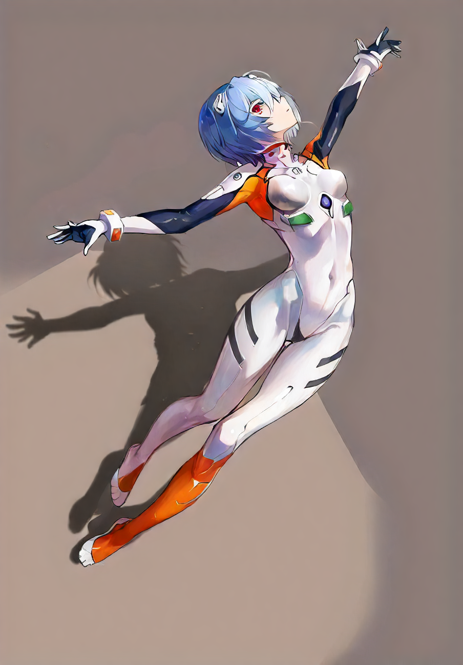 (masterpiece, best_quality:1.2), 1girl, ayanami rei,  red eyes, short hair, white suit, golden ratio, keyvisual, vanishing point, contest_winner, commission, skeb_commission, award-winning illustration by agm, cel shading, visual novel, full body, narrow waist, medium breasts, shoulders, hips, navel, latex_bodysuit, alluring thighs, from side, thick ass, bent over, leaning forward, crossed_ankles, touching_toes, arched back, looking to the side at viewer, nsfw, absurdres, volumetric lighting, hard shadows, hard edges, sharp focus, 6k wallpaper, official art, shaded face, highly detailed intense glowing red eyes, light blue hair, dynamic pose, hourglass figure, beautiful legs, gorgeous ankles, stunningly beautiful sexy body, digital art, sketch, masterpiece cel shaded painting \(medium\), simple background, <lora:white_1_0:0.5>  , with a white background, <lora:AyanamiRei:0.65> , rei ayanami, Plugsuite, short blue hair, headgear, fisheye, dutch_angle, wet clothes, see-through_silhouette, silhouette shadows, ambient lighting, caustics, (cgsociety, art by stanley lau, art by ross draws, art by frank frazetta:1.3), trending on artstation, HQ, highres, high_rated, <lora:ThickBrush:0.5> , tb