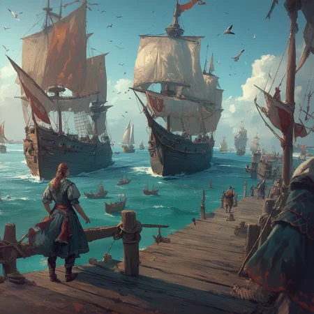 score_9, score_8_up, score_7_up, 8k uhd, masterpiece, best quality, high quality, ultra-detailed, (highly detailed), OverallDetail, Expressiveh, (())
,
((( No human )))
,
((( )))
,
((( Port1660mb, outdoors, ocean, sailing ship, pier, ship, watercraft )))
,
(( ))
,
((( Bird )))
,
((( )))