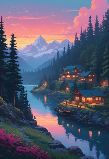 by Alena Aenami and [James Gilleard|Mark Lovett] in the style of [Shahab Alizadeh:Thomas Kinkade:0.25]
