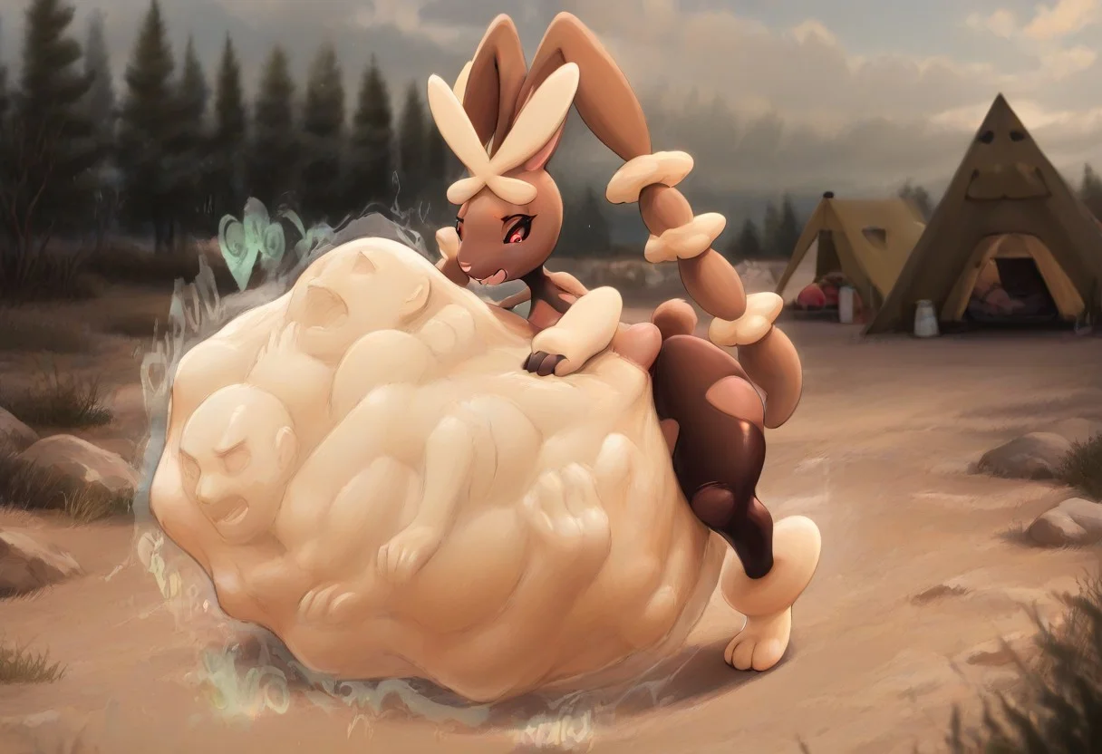 v_body_imprint, pokemon, mega lopunny, campsite, (human, male, human body imprint), depth of field, detailed background, masterpiece, best quality, high quality, absurdres, highres, incredibly absurdres, newest, amazing quality
easynegative, v_body_imprint, Megalop, vore_feet_first