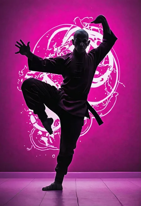 drunken fist, fight stance, high kick, split, a ghst Silhouette of a sci-fi bedouin monk, infront of plasma chaos
anatomical drawing::2.4 ultraviolet::2.8 caravaggio::2.4 hot pink color::2.9 matte black color::3.4  --stylize 100 --chaos 20