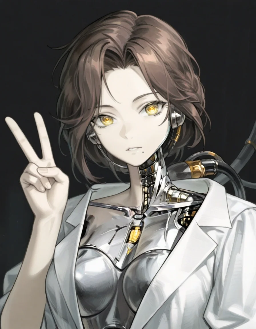 lucy,1girl, solo, upper body, android, looking at viewer, v,yellow eyes,
<lora:Lusyreverse1999:1>,, (masterpiece, best quality, high quality, highres, ultra-detailed),