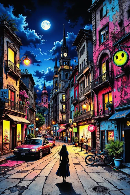 Buenos Aires, Argentina anime landscape, evening, woman, very intricate, very detailed, sharp, bright, colorful, <lora:Hand v2:0.5> <lora:Anti-Blur:1><lora:Insane Detail Slider:0.25>  <lora:flux.1_lora_flyway_Epic-detail_v2:0.3> <lora:fluxenhancer:0.25> <lora:ROWER:0.6> <lora:flux-charmer-v1-1:0.4>  <lora:Crazy_Horror:1> cr3z1h0rr0r