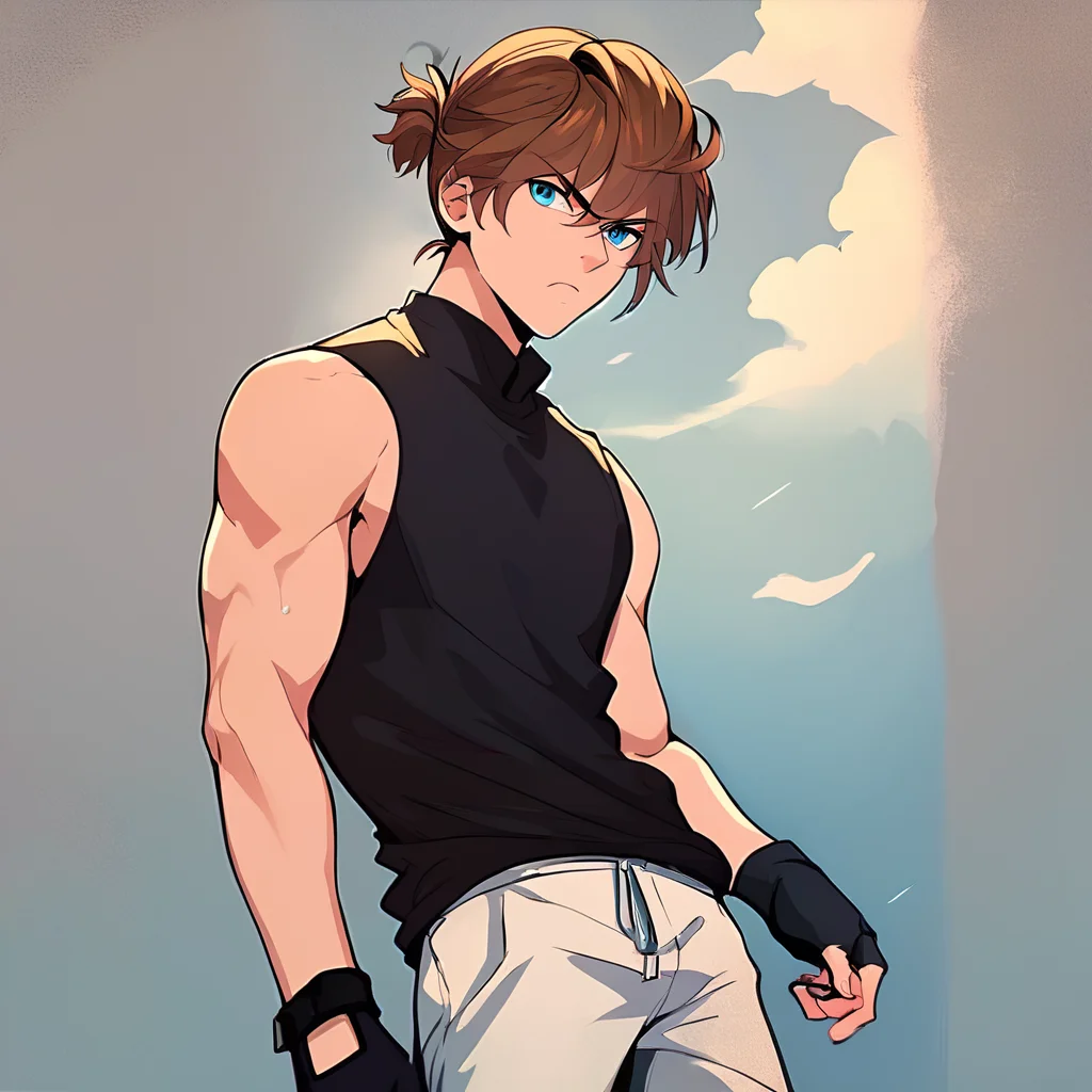 score_9, score_8_up, score_7_up,score_6_up, 1boy,solo, looking at viewer , medium shot,<lora:Arthur-30:0.8> Arthur, blue eyes, brown hair <lora:detailed_notrigger:0.8>, angry, sleeveless black shirt, black gloves, fingerless gloves, fit