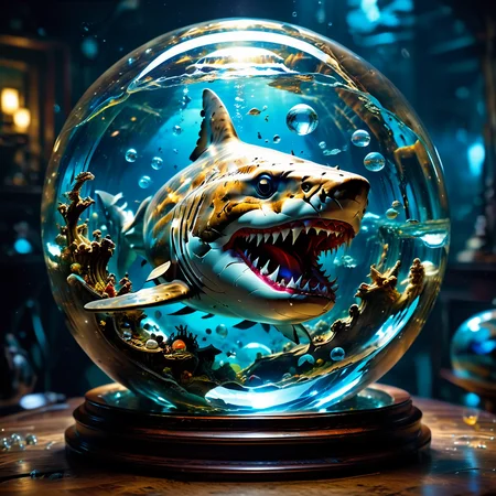 high quality, masterpiece, underwater scene, massive shark emerging from a shipwreck, open mouth <lora:add-detail-xl:0.2>  <lora:SDXLFaeTastic2400:0.4>  <lora:EpicF4nta5yXL:0.8>  <lora:Jed-Glassball:0.6> Jed-Gball, Jed-Glassball