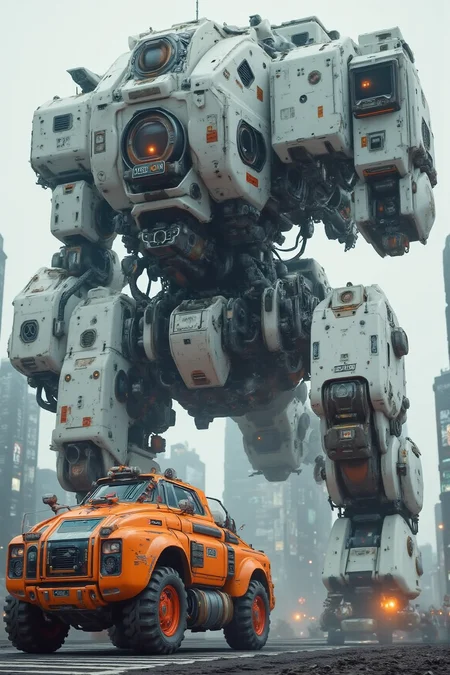 YFG-Sm0rg, YFG-Zaat, Mecha Godzilla vs Robot Binturong fighting over Tokyo in a giant bio-mechanical kaiju invasion in the style of a tokusatsu from the 1960s