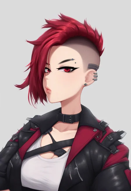 1girl,face,Undercut Fade,red hair,white background,