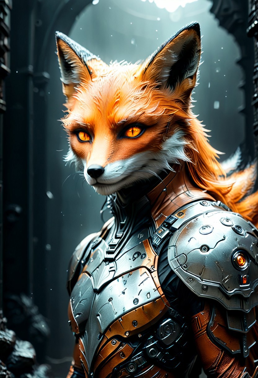 SDXL_POS cyborg fox