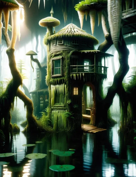 DonMT33thXL, city cabin in swamp biome, <lora:DonMT33th:1> <lora:DonMT33thXL:1>