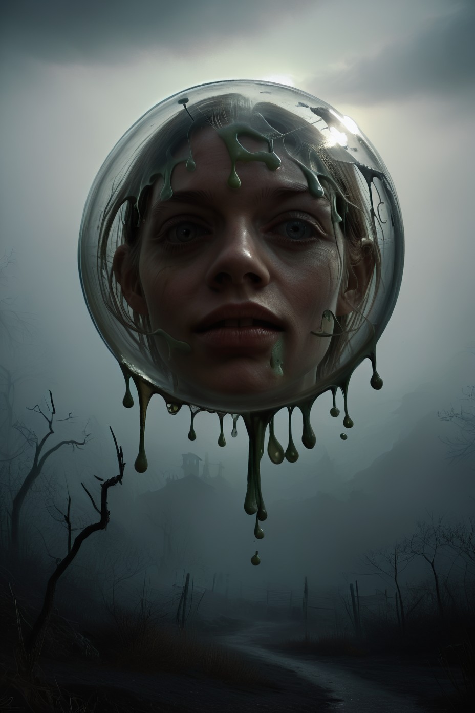 <lora:DonMGl00myN1gh7m4r3XL:1> DonMGl00myN1gh7m4r3XL, Dark, Cimmerian, Crepuscular, Dim, Dreary, Dusky, Eerie, Funereal, Gloomy, Murky, Obscure, Opaque, Penumbra, Sombre, Shadowy, Shady, Somber, Stygian, Tenebrous, Twilight, Umbral, score_9, score_8_up, score_7_up, score_6_up, score_5_up, score_4_up, <lora:K040790P:0.8> 040790P, woman, 24 years old, <lora:Breast Slider - Pony_alpha1.0_rank4_noxattn_last:0.3>, <lora:wizardslimev15-t:1> wizardslimus, slime skin, transparent head, transparent body, transparent hair, transparent face, transparent, slime girl