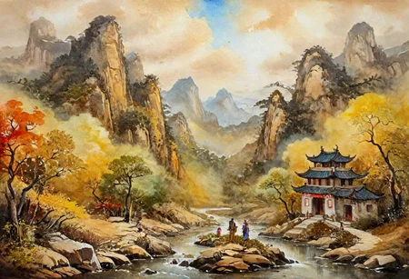 tj, cangyunshan, landscape, chinese ink painting, oil painting,
Oil Painting, Renaissance Paintings, watercolor painting, concept art, painterly, surreal painting,
((beautiful, painterly, detailed, textural, artistic)), (digital artwork, illustrative, illustration), (((intricate details, highly detailed, ultra-detailed))), (absurdres:1.5), (unreal engine, octane rendering, Anti-Aliasing, sharp focus, natural lighting, high saturation, high contrast, vivid, vibrant, studio lighting, best texture quality), beautiful detailed scenery,