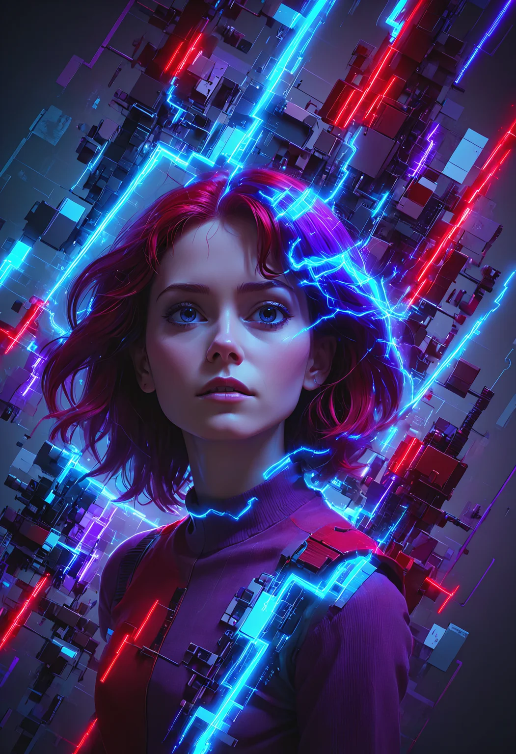 iccircuitart,red, purple , sky blue theme,<lora:iccircuitart:1>,, digital painting portrait, natural lighting, in the style of pixar, trending on artstation, sharp, focus art by Arthur Streeton and BoÅ¾idar Jakac