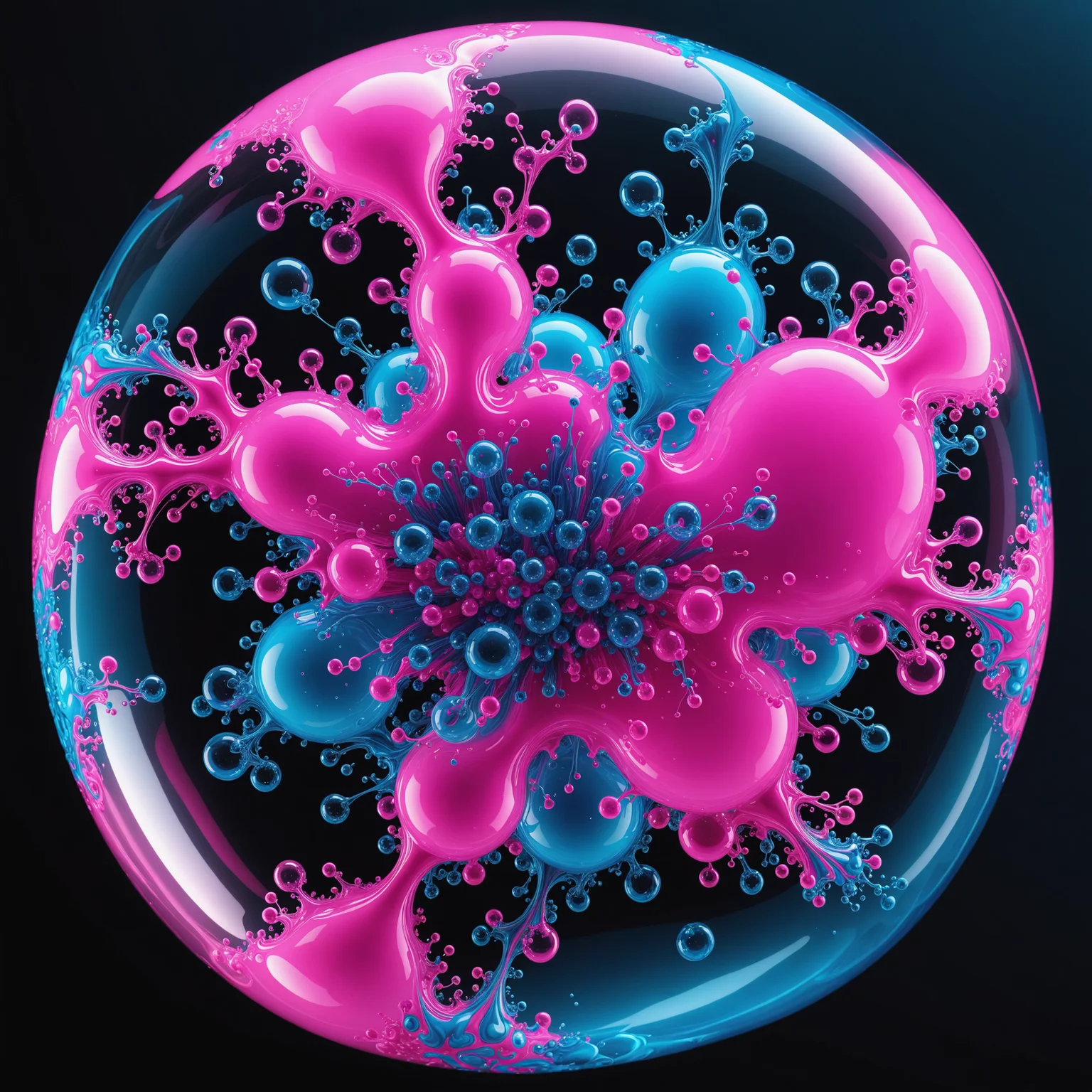 bullet time effect, #disassambled 3d, slow motion, a vibrant fluo blue to fluo pink radial gradient, #fractal liquid cloud edges only wire spherical inside loating soap bubble deep sub, professional, ink in water, visual FX, centered, soft lightning, 8k, ultradetailled, <lora:add-detail-xl:1> "add-detail-xl: 9c783c8ce46c", Version: v1.7.0