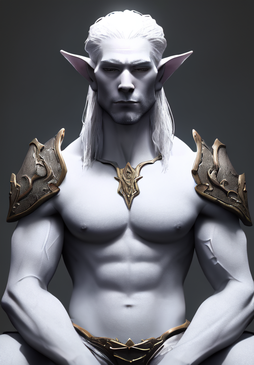 a man, sfw, <lora:Snow_Elves-Male:0.8>, Snow_Elves-Male, solo, armor, sitting, portrait,, Skinny, lean, narrow shoulders, slender, sleek, ectomorph body, (masterpiece, best quality, absurdres, detailed, ultra-detailed:1.3), (trending on CGSociety, trending on pixiv, contest winner:1.3)