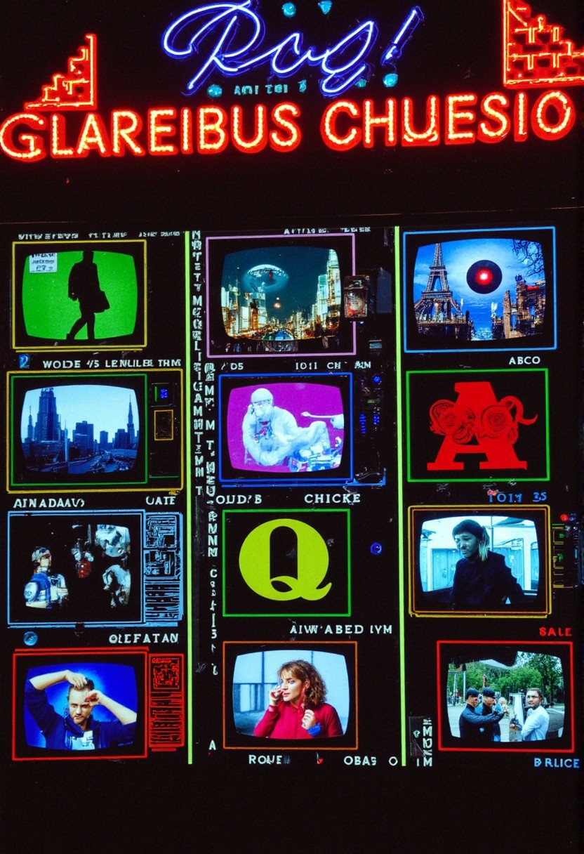 Slot machine graphics from front view . Disturbing scenes of addiction, people injecting drugs heroin, white powder, drinking alcohol smoking cigarettes. very strange surrealist style with holographic vortex featuring swirls of holotropic colour and glowing eyes wet distorted factory shot. On the television sets are glowing hands, with electricity coming off the finger tips. swirling around