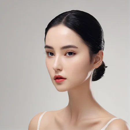 meiye,black hair,realistic,white background,looking at viewer,lips,upper body,black eyes,collarbone,solo,makeup,simple background,1girl,masterpiece,best quality,8k,insane details,intricate details,high detail,((masterpiece)),((best quality)),<lora:bmxl:0.85>,