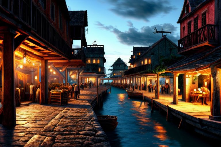 (masterpiece:1.2), (best quality,:1.2), 8k, HDR, ultra detailed, ((photorealistic)), perfect anatomy, professional light, cinematic lighting, fashion photography, ambient lighting, pire, ships, pier, outside a tavern over looking a busy harbor in the caribbean, noon