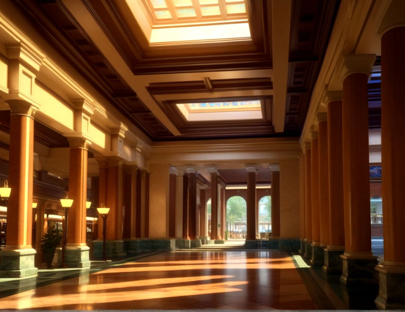 score_9, score_8_up, score_7_up,
<lora:Authoritarian_Interior_(Architecture)_(SDXL)_(AD):0.8> Authoritarian Interior, interior design, architecture, limestone, marble, wood, plaster, coffered ceiling, hallway, hall, palisade, arcade, shopping center, mall, public building, fountain, 
8K, In'ei, chiaroscuro, volumetric lighting, perfect depth of field shot, 8K CGI render, beautiful, subsurface scattering, photographic realism, asymmetric viewpoint, off center perspective, art by Thomas Kinkade, 
BREAK zPDXL, zPDXLxxx,  <lora:wowifierXL:0.2> art by mooncryptowow <lora:sdxl_lightning_8step_lora:0.4> <lora:detailed_notrigger:0.5>
