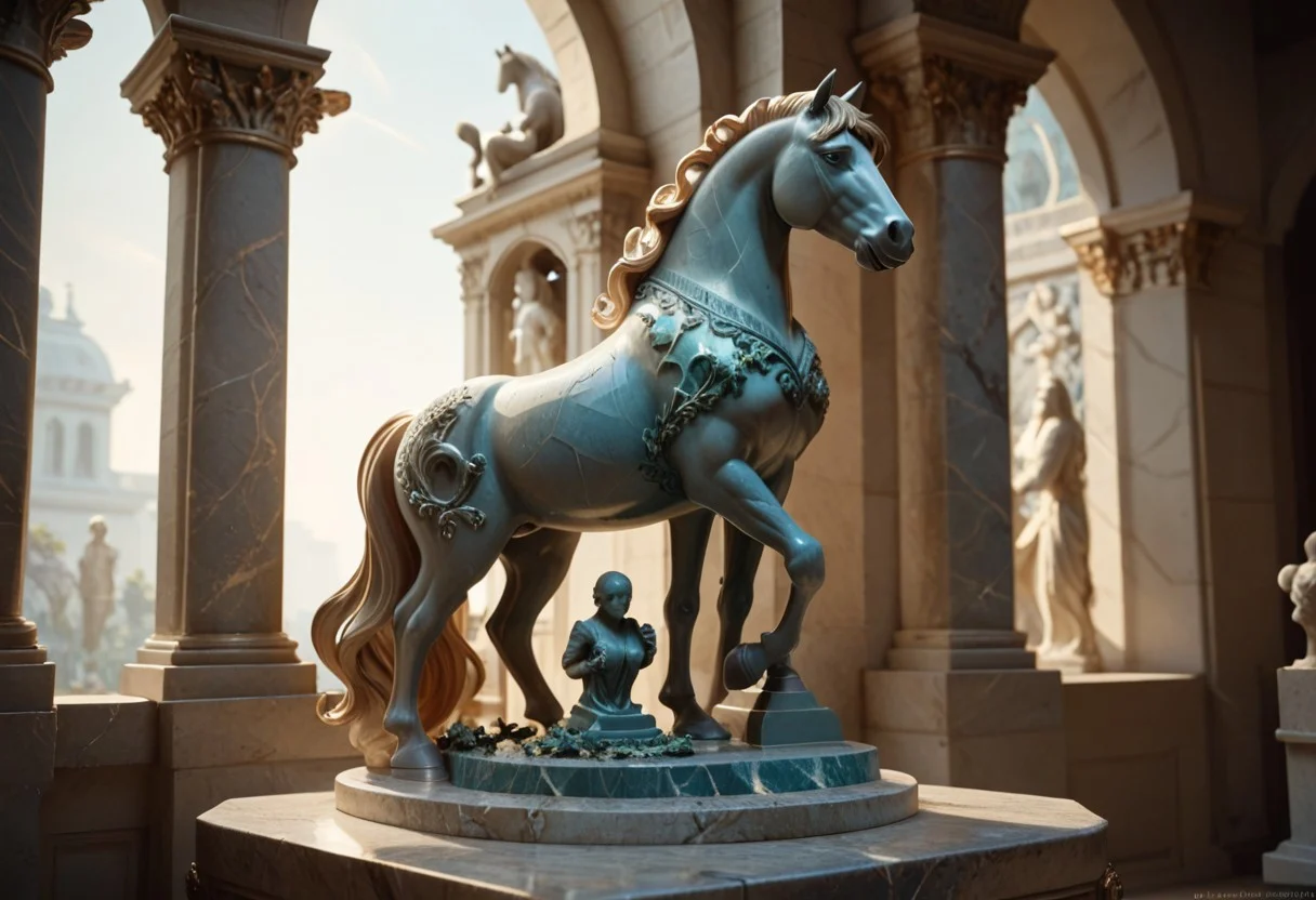 score_9, score_8_up, score_7_up, score_6_up, horse Marbleized as a statue ,
break,
looking at viewer, (front view),
