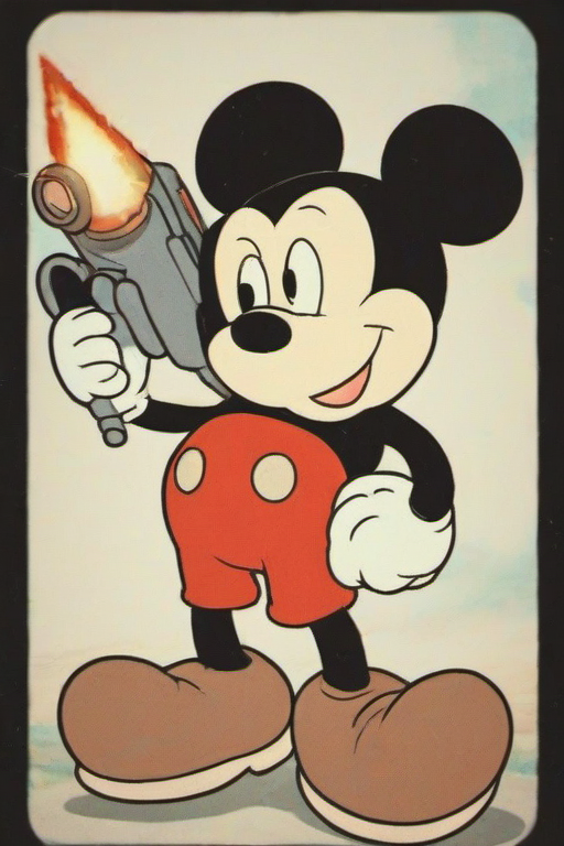 <lora:PE_OldCartoonStyle:0.9> PEOldCartoonStyle,Cartoon,
mickey mouse holding a rocket launcher