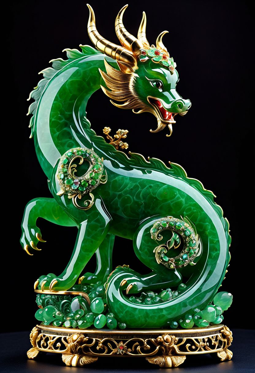 A stunning jade Chinese figurine sculpure of a Dragon