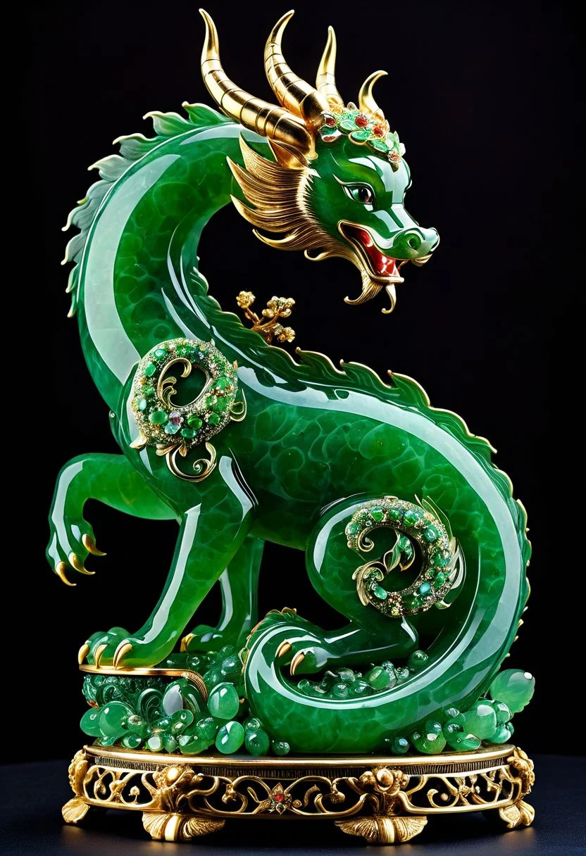 A stunning jade Chinese figurine sculpure of a Dragon