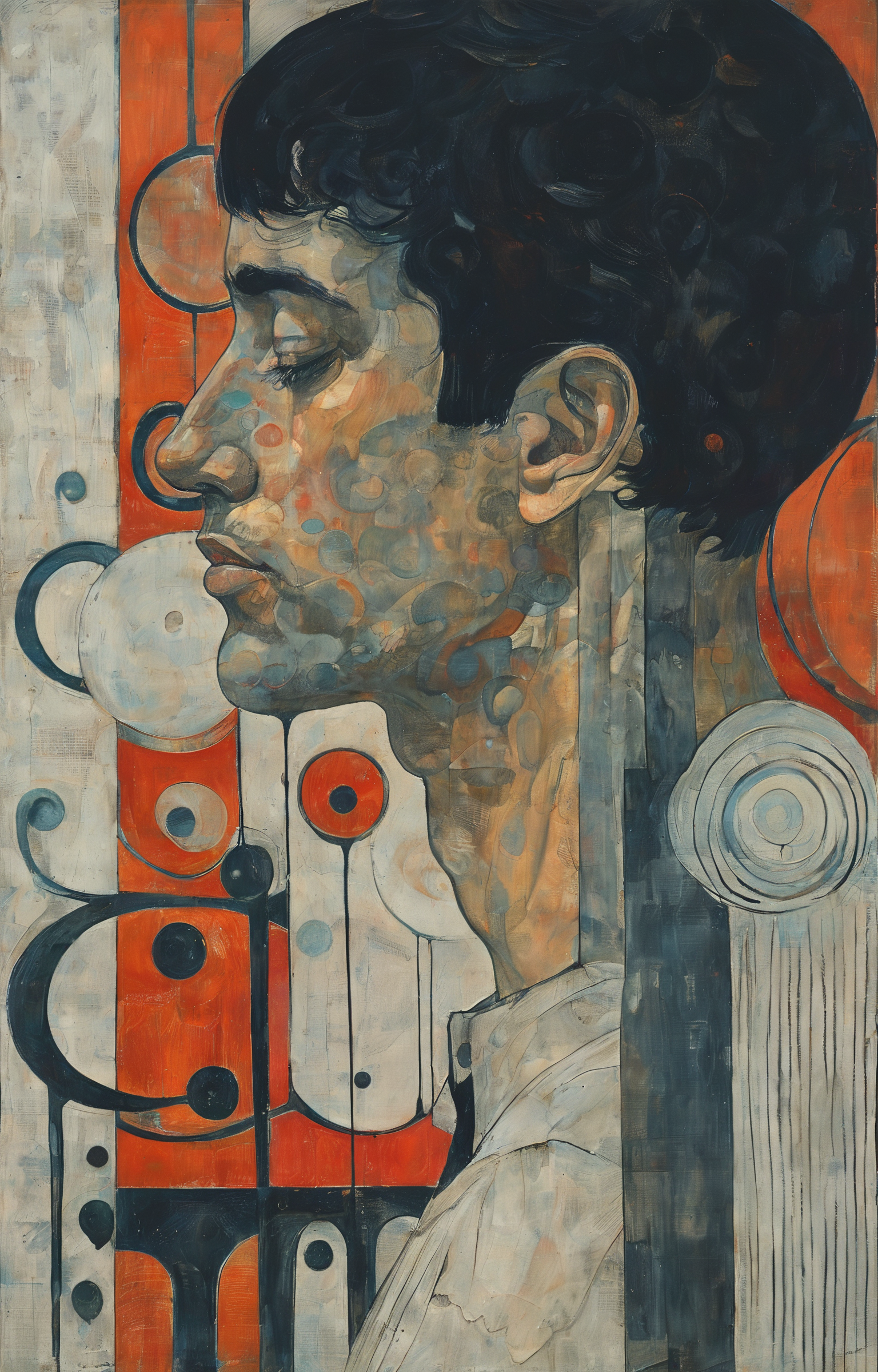masterpiece,best quality,<lora:tbh269-sdxl:0.9>,illustration,style of Koloman Moser, portrait of noble man