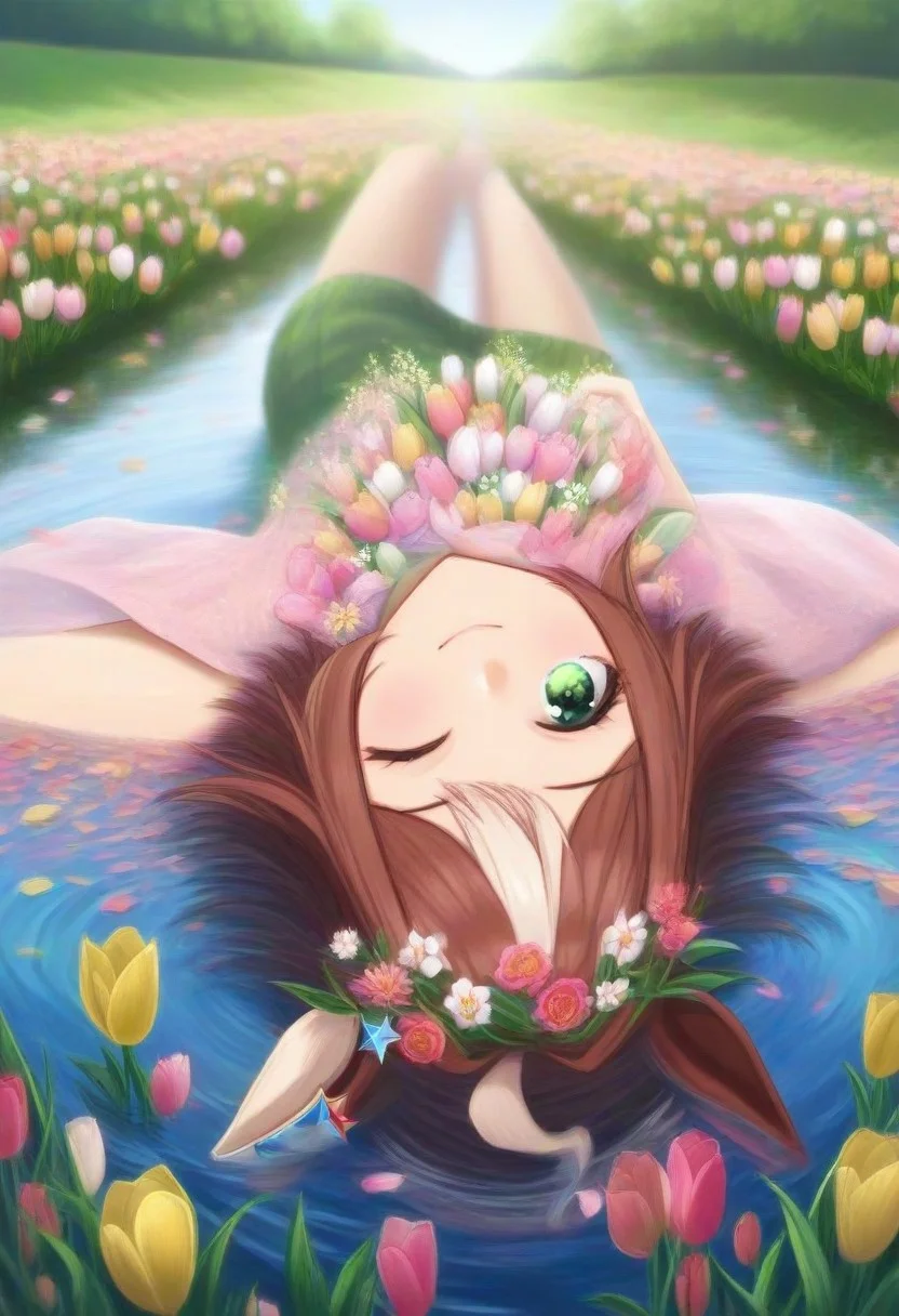 (umamusume, rhein_kraft_(umamusume), horse_ears, horse_girl, tail, 1girl, ahoge, animal_ears,)
casual, Tulip,Tulip flower, Tulip flower_field,
head_wreath, looking_at_viewer, solo, aesthetic, absurdres, symmetric , , g0ldsw0rthy,
(realistic, photo, artistic, medium_hair, one_eye_closed, petals, relaxing, smile, spiralling vortex made of multicoloured tulips, lush foliage sunrise, ripples, reflective, jaynl-tm, rainbow,green_eyes, hair_between_eyes, hair_ornament, : 0.7)