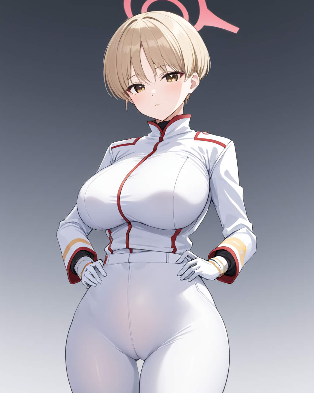marina \(blue archive\),1girl, solo, white_background, white_gloves, halo, simple_background, white_jacket, white_pants, long_sleeves, looking_at_viewer, large_breasts, pantyhose, parted_lips, thigh_gap
<lora:marina_(blue_archive)_image369_2023-11-28-000020:1>halo. gorgeous,key visual, vibrant, studio anime,award-winning, professional, highly detailed,high budget, cinemascope