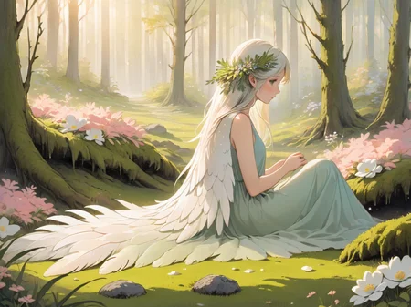 Title: "Whispers of Softness - A Study in Gentle Tranquility"
ArtStyle: Colored Pencil
- Use a palette of soft, muted colors to convey a sense of tenderness
- Employ gentle, feather-like strokes to create a soothing visual texture
- Focus on subtle shading and blending to emphasize the softness of the scene
Subject: The Essence of Softness
- Central Object: A delicate feather, color: a pale, creamy white, appearing almost weightless
- Surrounding Elements: A cluster of fluffy, cotton-like flowers, colors: soft pinks and whites, with hints of pale yellow
- Background: A blurred, dreamlike landscape, suggesting a meadow at dawn, with gentle hues of pastel blue and green
Composition:
- The feather is positioned slightly off-center, lying atop a bed of velvety moss
- The flowers are arranged naturally around the feather, their petals seeming to caress its softness
- The background is kept intentionally unfocused, to draw attention to the feather and flowers
Lighting and Atmosphere:
- The scene is bathed in the warm, diffused light of early morning, creating a tranquil and serene mood
- Shadows are minimal and soft, enhancing the feeling of gentleness and calm
Additional Details:
- Dewdrops on the moss and flower petals, adding a delicate sparkle to the scene
- A faint suggestion of a sunbeam, filtering through an unseen canopy, adding a touch of warmth to the scene
- The subtle texture of the moss and flower petals, inviting the viewer to imagine their softness
Mood: Peaceful and comforting, capturing a moment of serene beauty and the delicate touch of nature
