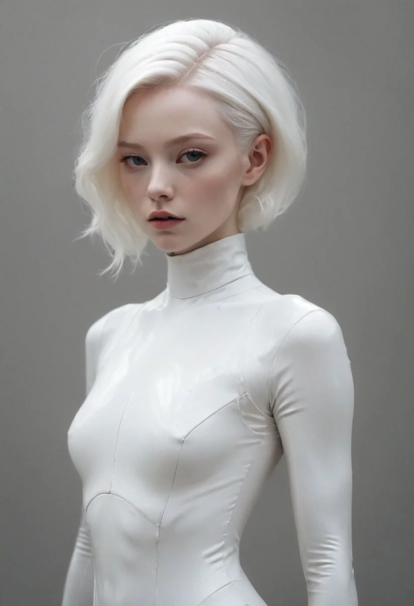 speedpainting Speedpainting, (Dark Fantasy Aesthetic:1.2), (Glamour:1.3) photo of a 20yo, (strikingly beautiful:1.2) vivacious, enigmatic, ethereal, (albino:1.3) (nymph:1.3), (albinism:1.4), Lengthened Rectangular Face with Noticeable Jaw and Cheekbones, Clean, Straight Eyebrows, Wide-Set Close-Set Eyes, Majestic Aquiline Nose, Full Lips, windswept (Fine) (stylish short white hair:1.3), (looking at viewer),(Ashen skin:1.3), (flawless skin:1.3), (shiny skin), diaphanous white dress, high neckline on dress, (foggy:1.4), (bathed in thick fog:1.4), (half-obscured:1.3), (Close up:1.2), Dutch Angle), (dynamic composition:1.2), (shallow depth of field:1.2), bright lighting vibrant, in the style of (Ansel Adams:1.3) (Rule of thirds:1.1) (8k, RAW photo, highest quality), hyperrealistic, intricate abstract, intricate artwork, abstract style, otherworldly, mesmerizing parallel dimension, gravity defies logic, abstract masterpiece, interplay of floating objects, distorted silhouettes, vivid hues, ethereal light, highly detailed,,,Leica Q2 with Summilux 35mm f/1.2 ASPH, ,clear face, Ultra High Resolution,