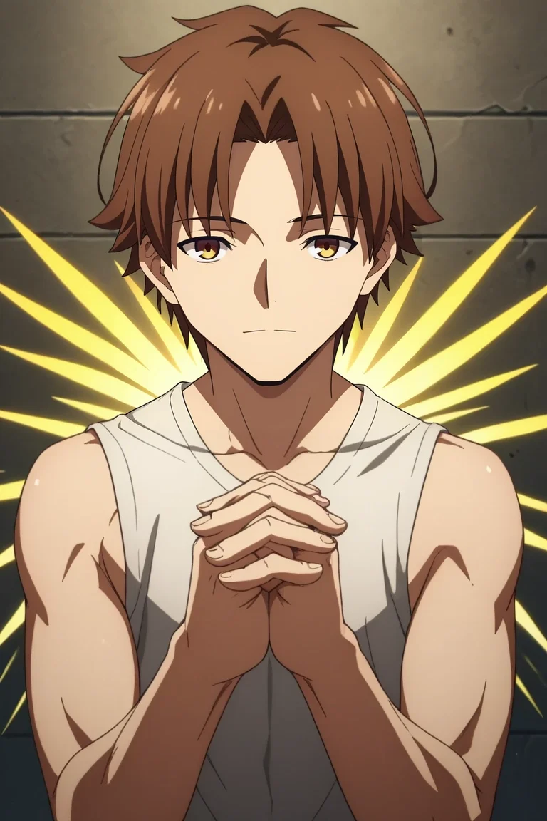 zPDXL, score_9, score_8_up, score_7_up, rating_safe, , looking at viewer, , 1boy, male focus, <lora:kiyotaka_ayanokouji_pony:0.70>, kiyotaka_ayanokouji, brown hair, brown eyes, short hair, bangs, parted bangs, solo, cowboy shot, energy plant, noon, own hands together, seductive smile, <lora:fate_go_style_pony:0.82>, fate_go_style, , <lora:sdxl_lightning_8step_lora:1>