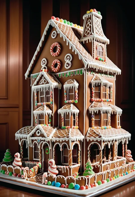 Gingerbread, icing, candy, <lora:GingerbreadStyle_epoch_10:0.7>, building, architecture ,studio lighting, , confident, deep aesthetic, dynamic background, vibrant, dramatic, atmosphere, fine polished, gorgeous, exquisite color, fine detail