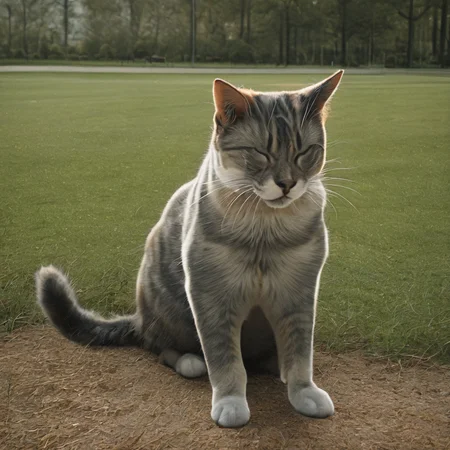 sfw, masterpiece, best quality,absurderes,source_photo,cinematic,realistic,photo,animal focus,no humans,cat,outdoors,park, <lora:Reallustrious_Beta:0.8>