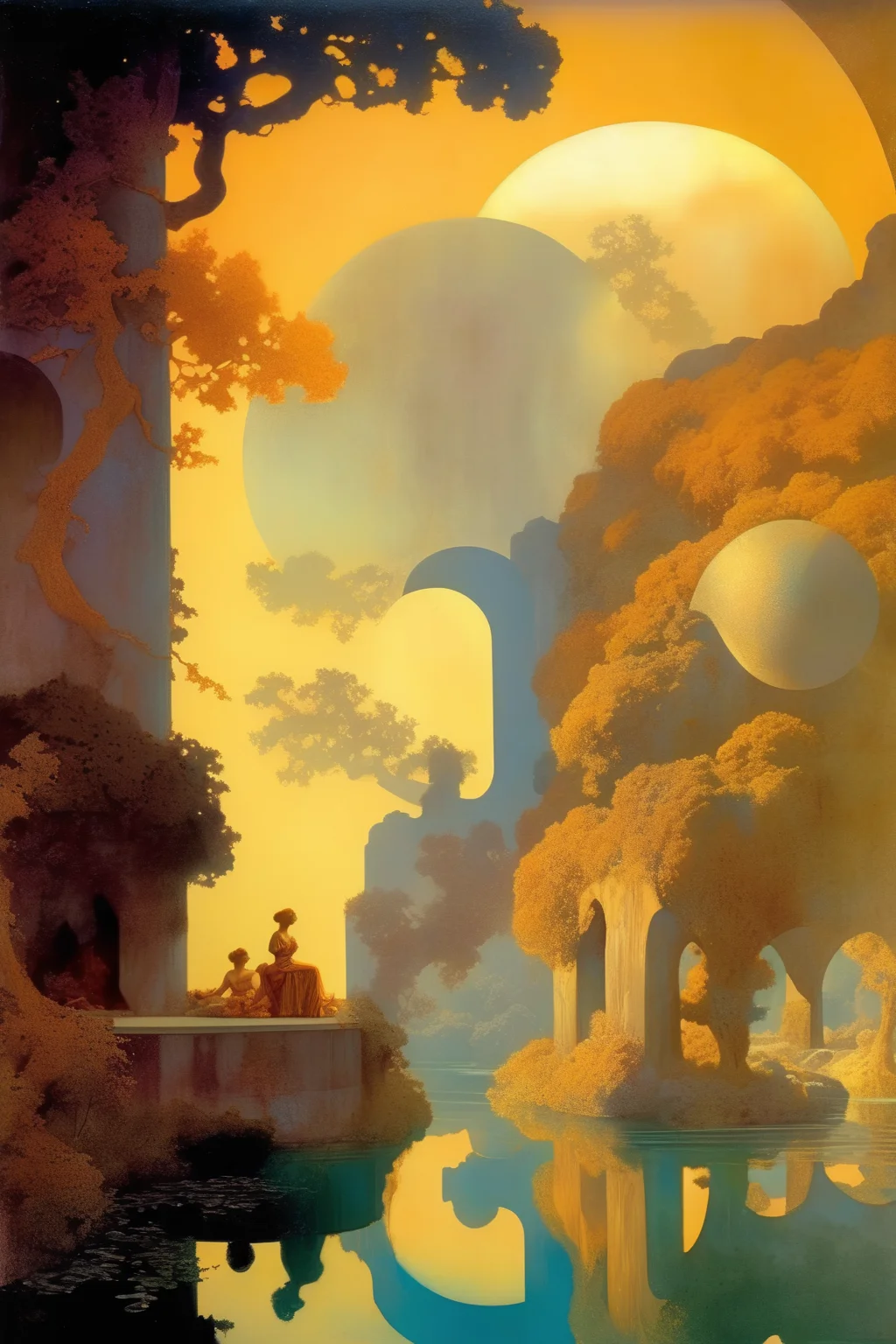 <lora:Maxfield Parrish Style:1>Maxfield Parrish Style - ethereal utopia hyper realistic warm colors maxfield parrish