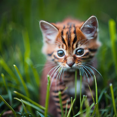 <lyco:Kitty:1.0> red cute kitty in the green grass,