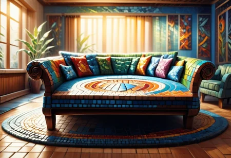 a jigsaw puzzle with pictures of bunny and turtle on the table, living room, dynamic lighting