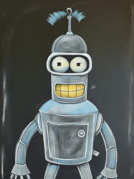 BenderBot ChalkBoardDrawing <lora:SDXL_ChalkBoardDrawing_LoRA_r8:1.0> <lora:SDXL-benderbot-Lora:1>