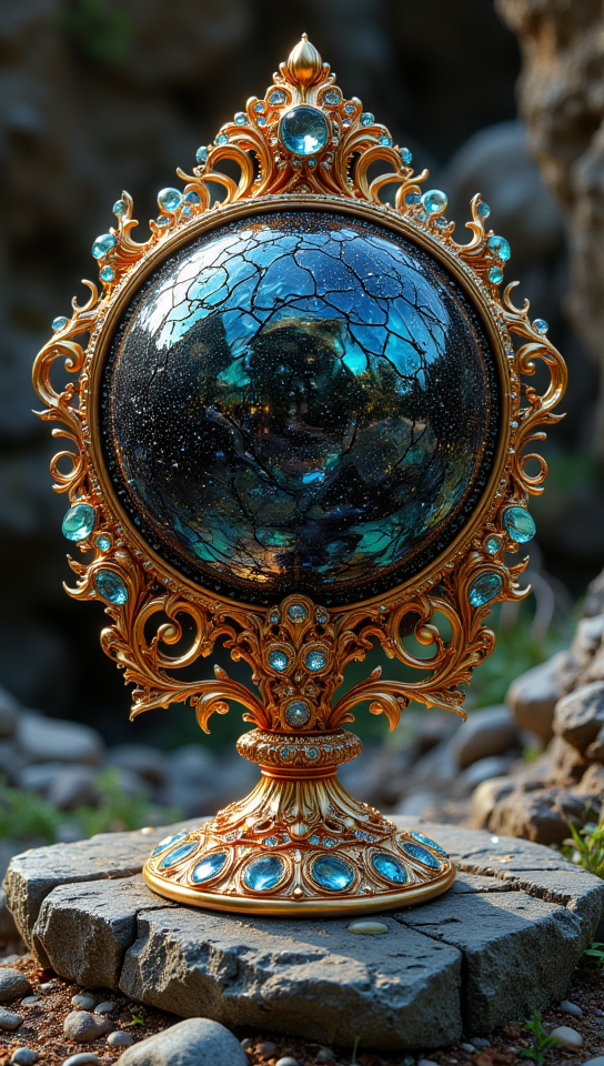 masterpiece, 4k, 8k, sharp, a intricate representation of a planet made of gems. There are pearl that are black and embedded inside of the crown, the light is cinematic during day in a pleasant nature setting.
detailmaximizer, Midjourney_Whisper <lora:[Flux1]_flux_vividizer:0.3> <lora:[Flux1]_scenery_lora_comfy_converted:0.2> <lora:[Flux1]_Opal_Fantasy_Flux:0.5> <lora:[Flux1]_aidmaPsychadelicChaosWorld-FLUX-v0.1:0.3> <lora:[Flux1]_aidmaImageUpgrader-FLUX-V0.1:0.1> <lora:[Flux1]_midjourney_whisper_flux_lora_v01:0.1> <lora:[Flux1]_SXZ_Nixeu_Flux:0.5>