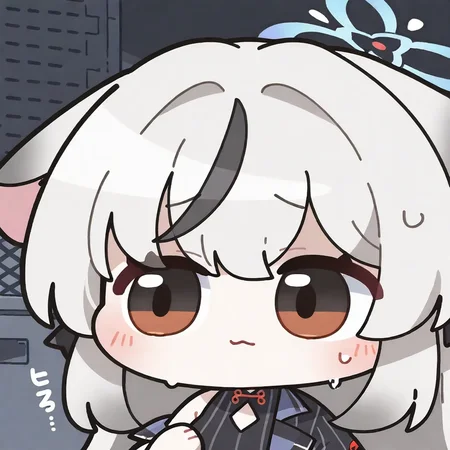 1girl, solo, blush, closed mouth, sweat, black eyes, :3, chibi, deformed, arikuigames1105, kokona \(blue archive\), averting eyes,
very awa, masterpiece, best quality, amazing quality, absurd res, hi res, highres, <lora:NoobV065sHyperDmd:1> <lora:nunchi:0.5> <lora:Arikuigames1105IllustriousV1:1> <lora:ER_SD:1>