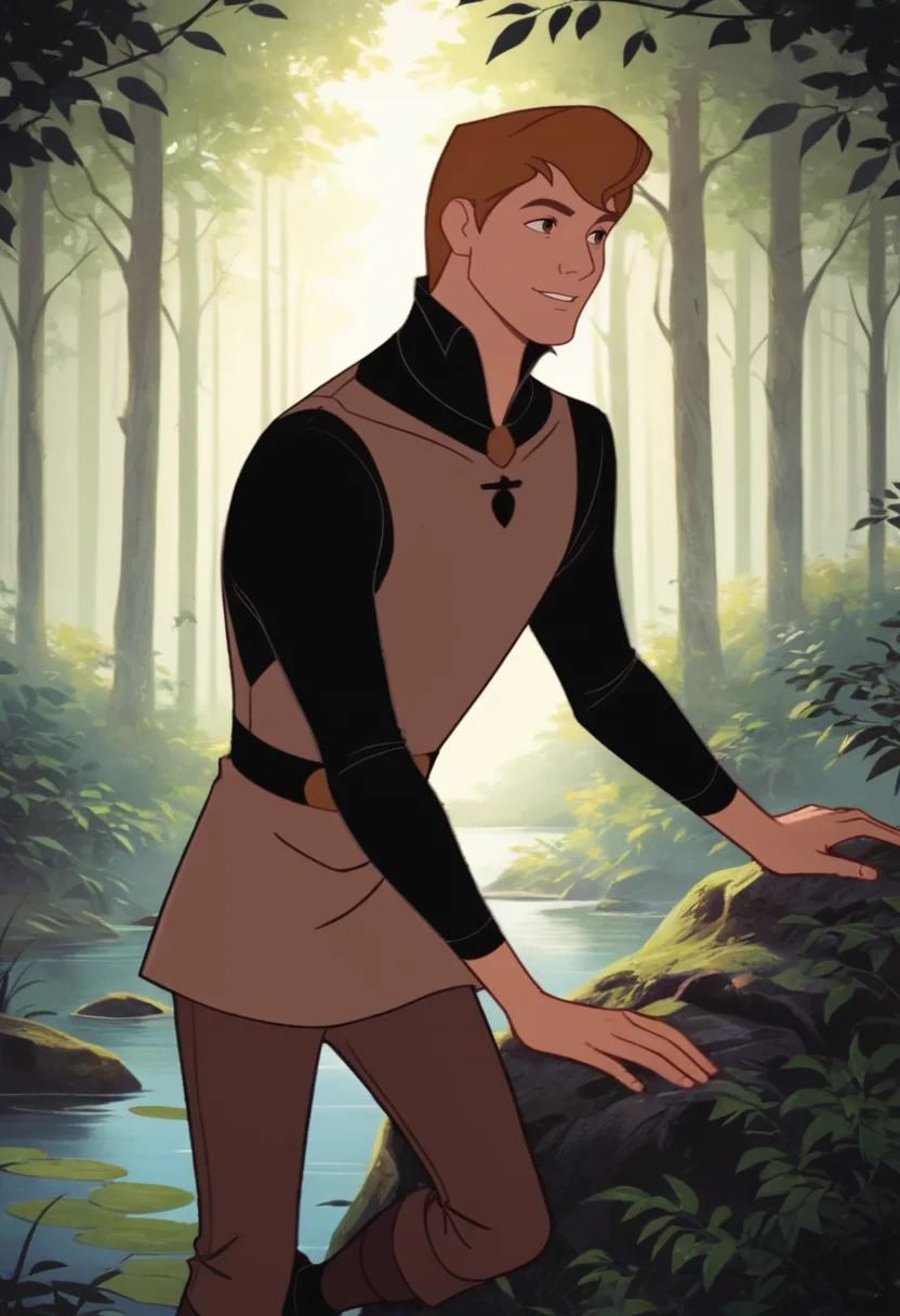 score_9, score_8_up, score_7_up, best_quality, high_quality, very_detailed, Prince_Phillip_SB, 1man, brown hair, brown eyes, black shirt, beige vest, brown pants, solo, in forest, beautiful lighting, beautiful shadows, half_body or full_body, Expressiveh, zPDXL3, <lora:Smooth Anime Style LoRA XL:0.8>, <lora:Prince_Phillip_SB:0.9>, <lora:add-detail-xl:2>, <lora:zPDXL3:1>