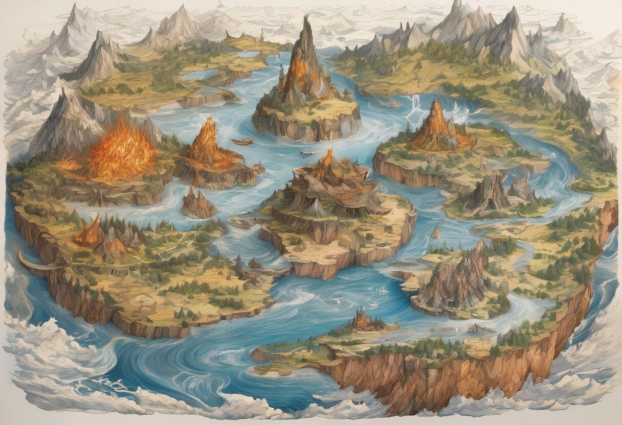 (masterpiece:1.2), (best quality,:1.2), 8k, HDR, ultra detailed, (drawing), vibrant color
Ultimate display of elemental mastery. Encompass all four elements in a harmonious and creative way. Showcase (the essence of air), (the beauty and power of water), (the intensity of fire) and (the strength and solidity of earth).
Air might be expressed with floating islands, gentle breezes, flying creatures, or ethereal, sky-bound realms.
Water might be expressed with Imagine serene lakes, raging seas, water elemental creatures, or underwater realms.
Fire might be expressed with volcanic landscapes, fiery creatures, or hot waifus.
Earth might be expressed with majestic mountains, lush forests, cavernous underground realms, or earthy creatures.