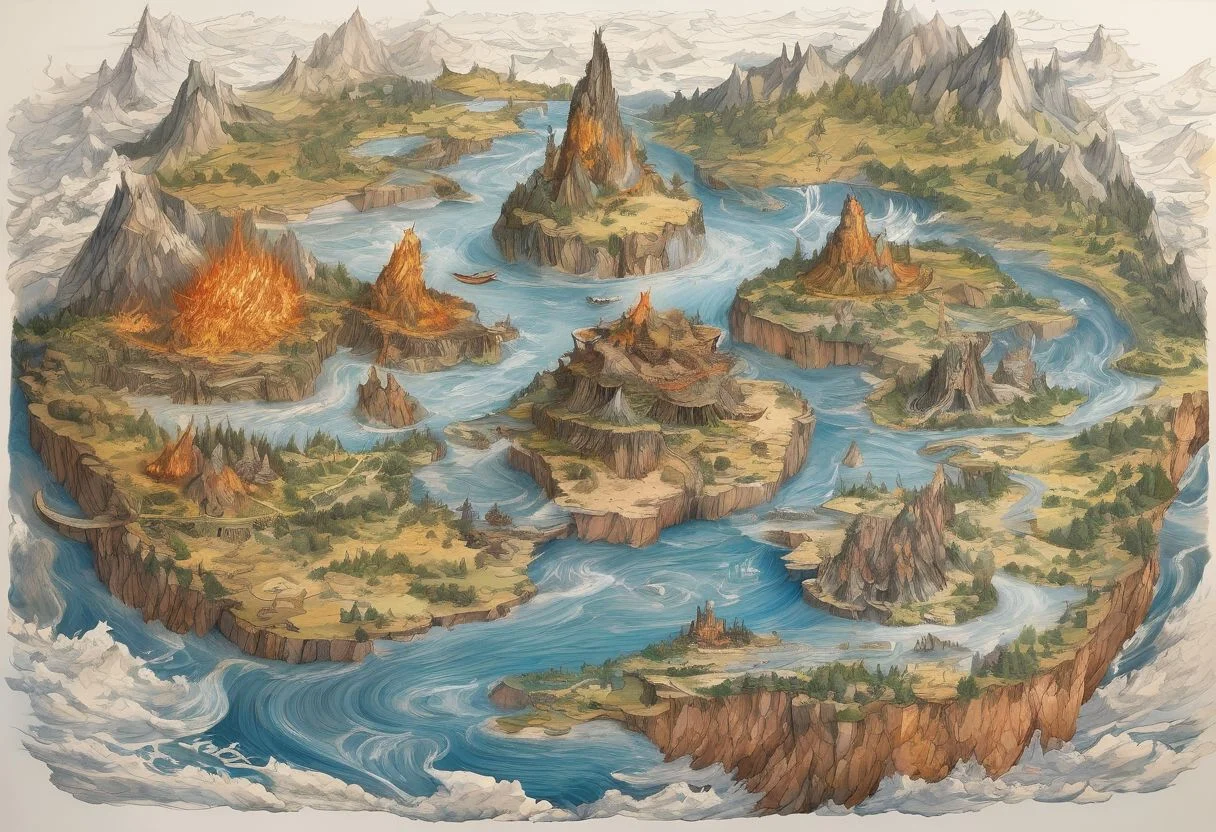 (masterpiece:1.2), (best quality,:1.2), 8k, HDR, ultra detailed, (drawing), vibrant color
Ultimate display of elemental mastery. Encompass all four elements in a harmonious and creative way. Showcase (the essence of air), (the beauty and power of water), (the intensity of fire) and (the strength and solidity of earth).
Air might be expressed with floating islands, gentle breezes, flying creatures, or ethereal, sky-bound realms.
Water might be expressed with Imagine serene lakes, raging seas, water elemental creatures, or underwater realms.
Fire might be expressed with volcanic landscapes, fiery creatures, or hot waifus.
Earth might be expressed with majestic mountains, lush forests, cavernous underground realms, or earthy creatures.